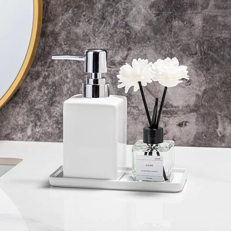 AORTULL Ceramic Soap Dispenser with Rust Proof Pump,11OZ Refill Hand Liquid Soap Pump Dispenser for Bathroom Kitchen(White) - Image 5